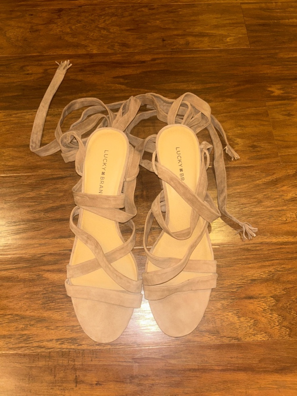 Lucky Brand Tan Suede Strappy Lace-Up Sandals - Perfect for spring! - Picture 2 of 4